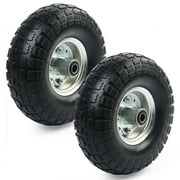 LotFancy 4.10/3.50-4 Tire and Wheel Flat Free, 2 Pack 10 Solid Tires for Dolly Hand Truck