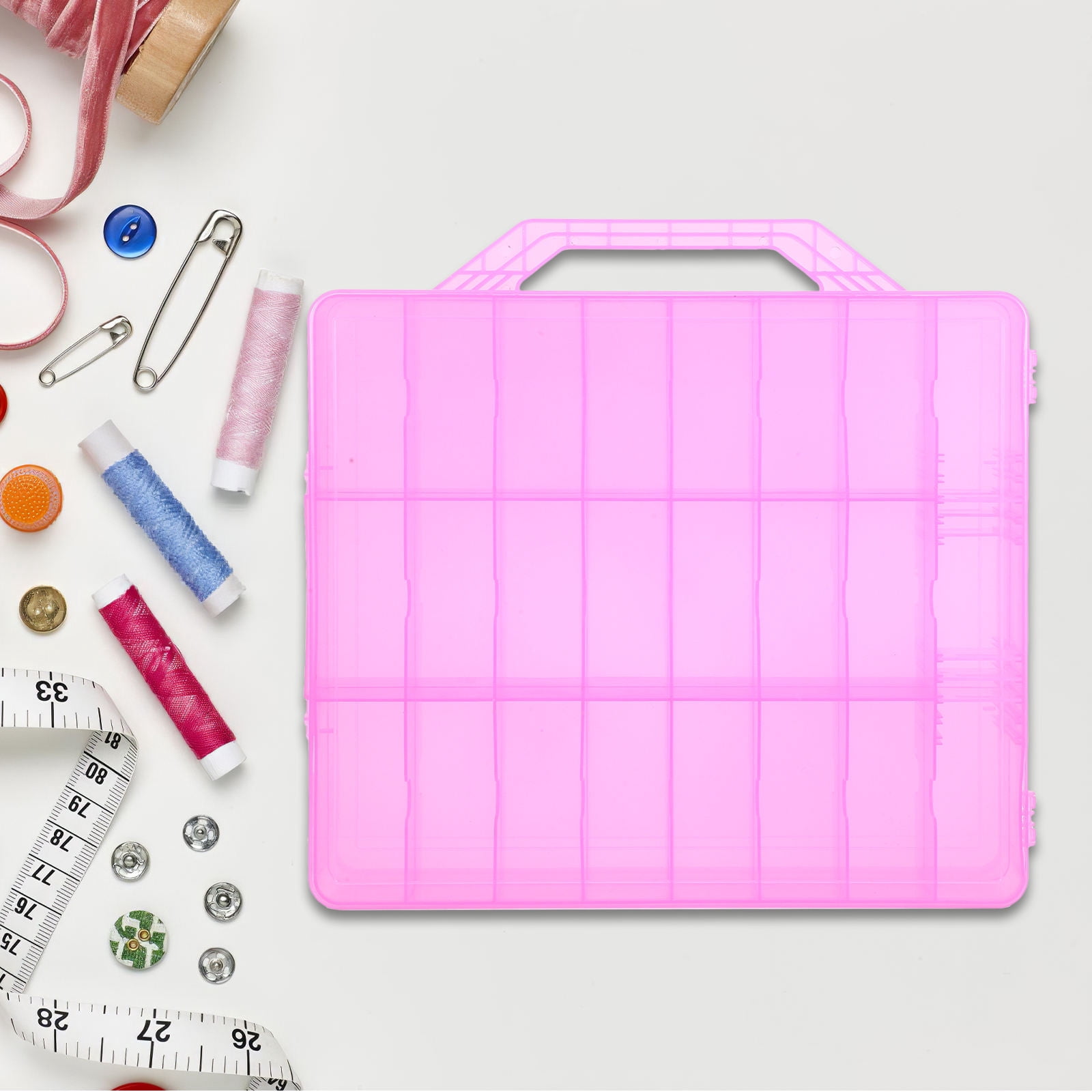 Luxshiny Portable Sewing Organizer Box with Multiple Storage Compartments for Beads, Needles, Jewelry and Craft Supplies