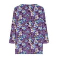 thumbnail image 4 of Womens Tops Floral Print 3/4 Sleeve V-Neck Loose Casual Tops T-Shirt Multicolor M,Tops for Women, 4 of 5