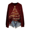 thumbnail image 2 of Chandails Grande Taille pour Femmes 2025 Tendance Imprimé Graphique Manches Longues Col Rond Tricoté Chandail Automne Décontracté Coupe Ample Hauts, 2 of 6