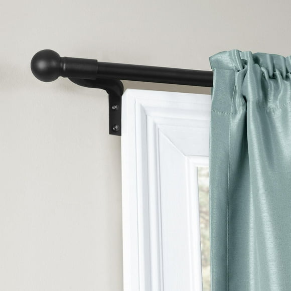 Tringle à rideau Bistrot Smart Rods sans mesure, d’installation facile, avec embouts décoratifs en forme de boule, réglable de 45,7 cm à 122 cm (18 po à 48 po), noir Tringle facile à installer
