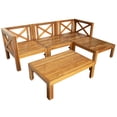 thumbnail image 4 of 5-Piece Outdoor Backyard Patio Wood Sectional Sofa Seating Group Set with Cushions (Grey), 4 of 12