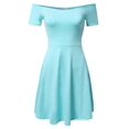 thumbnail image 1 of FashionOutfit Women's Solid Cap Sleeves or Off-Shoulder Sheath Princess Dress, 1 of 3