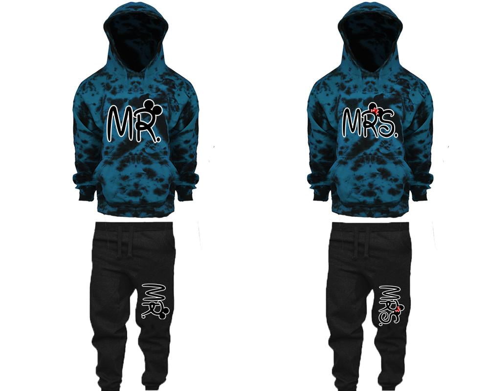 Lifestyle39 - Mr Mrs Couple Matching Tie Dye Hoodies and Fleece Jogger Pants Sets (4 ITEMS SOLD