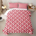 thumbnail image 2 of Castle Fairy Retro Heart Check Twin Quilt Set 2 Pieces,Minimalism Love Motif Twin Coverlet Set,Red White,1 Bedspread and 1 Pillowcase, 2 of 7