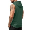 thumbnail image 3 of Dresfit Mens Hoodie Sleeveless Zip Up Tank Tops Drawstring Quarter Zip Vintage Sweatshirt Summer 2026 Big and Tall Solid Color Bodybuilding Hawaiian Tanks Dark Green 3XL, 3 of 5