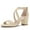 Beige, variant on Women's Open Toe Cross Strap Mid Block Heel Sandals Green 6