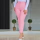 thumbnail image 3 of Pantalones casuales Umfun para mujer, pantalones de tubo de cintura alta con bolsillos para el trabajo, pantalones ajustados lisos, pantalones cómodos, rosa S, 3 of 4
