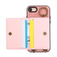 thumbnail image 6 of for iPhone 7 / iPhone 8 / iPhone SE 2022 & 2020 Wallet Case with Card Slots, Hand Wrist Strap Rotate Ring Design, Finger Grip Ring PU Leather Magnetic Button Shockproof Purse Phone Cover, Pink, 6 of 7