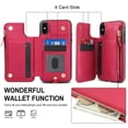 thumbnail image 7 of Wallet Case for Apple iPhone XS/ iPhone X, with Crossbody Shoulder Strap & Hand Wrist Cards Holder Zipper Pocket Stand Feature Full Protective Shockpoof Phone Case for iPhone XS/X, Red, 7 of 7