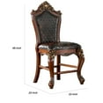 thumbnail image 5 of Leatherette Padded Counter Height Chair with Carvings Set of 2 Brown - Saltoro Sherpi, 5 of 6