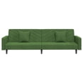 thumbnail image 2 of vidaXL 2-Seater Sofa Bed with Two Pillows Dark Green Velvet, 2 of 9