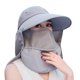 thumbnail image 1 of Sombrero Para El Sol Sombrero de ala ancha con protección solar para mujer, anti UV, cuello de playa, máscara facial, gorra (gris) Tmvgtek Para Estrenar, 1 of 4