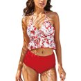 thumbnail image 1 of Mujer 2 Piezas Halter Bikini Lazo Delantero Volantes Dobladillo Top Triángulo Panty para Playa Piscina Tipo 1 S, 1 of 6