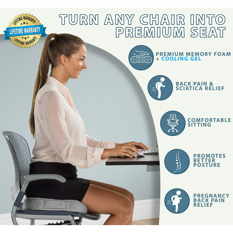 Comfilife Gel Enhanced Seat Cushion - Non-Slip Orthopedic Gel & Memory Foam Coccyx