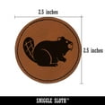 thumbnail image 2 of Friendly Beaver Buddy 2.5" Faux Leather Round Engraved Iron-On Patch - Brown, 2 of 6