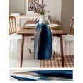 thumbnail image 3 of Multicolored Blue Table Runner-Cotton Linen- 60 Inch Holiday Dresser Scarves, White Geometric Abstract Ocean Seawave Tablerunner for Kitchen Coffee/Dining Bedroom Living Room Dinner Scarf Décor 13x60, 3 of 9