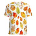 thumbnail image 5 of Autumn Harvest Maple Leaves Thanksgiving Women's T-Shirt Short Sleeve T Shirts Tops Tee Ladies Loose T, 5 of 6