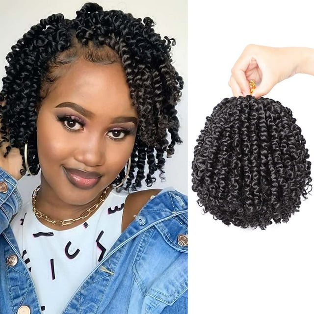 VIOLET Passion Twist Crochet Hair 6 pulgadas 9 paquetes natural negro Passion Twist pelo corto Twist pelo de ganchillo prelooped para mujeres negras (1B