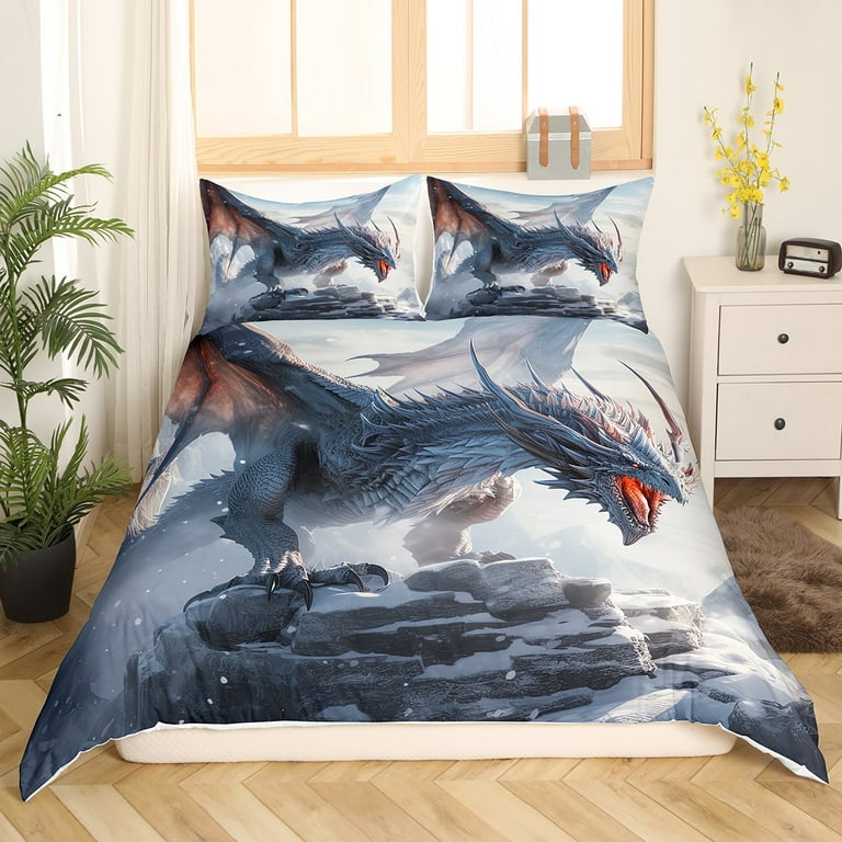 YST Dragon Queen Duvet Cover for Boys Girls Kids Gothic Dragon Bedding Set Hippie Room Decor Safari Animal Comforter Cover Dragon Decorations Mountain Quilt Cover 3Pcs Walmart
