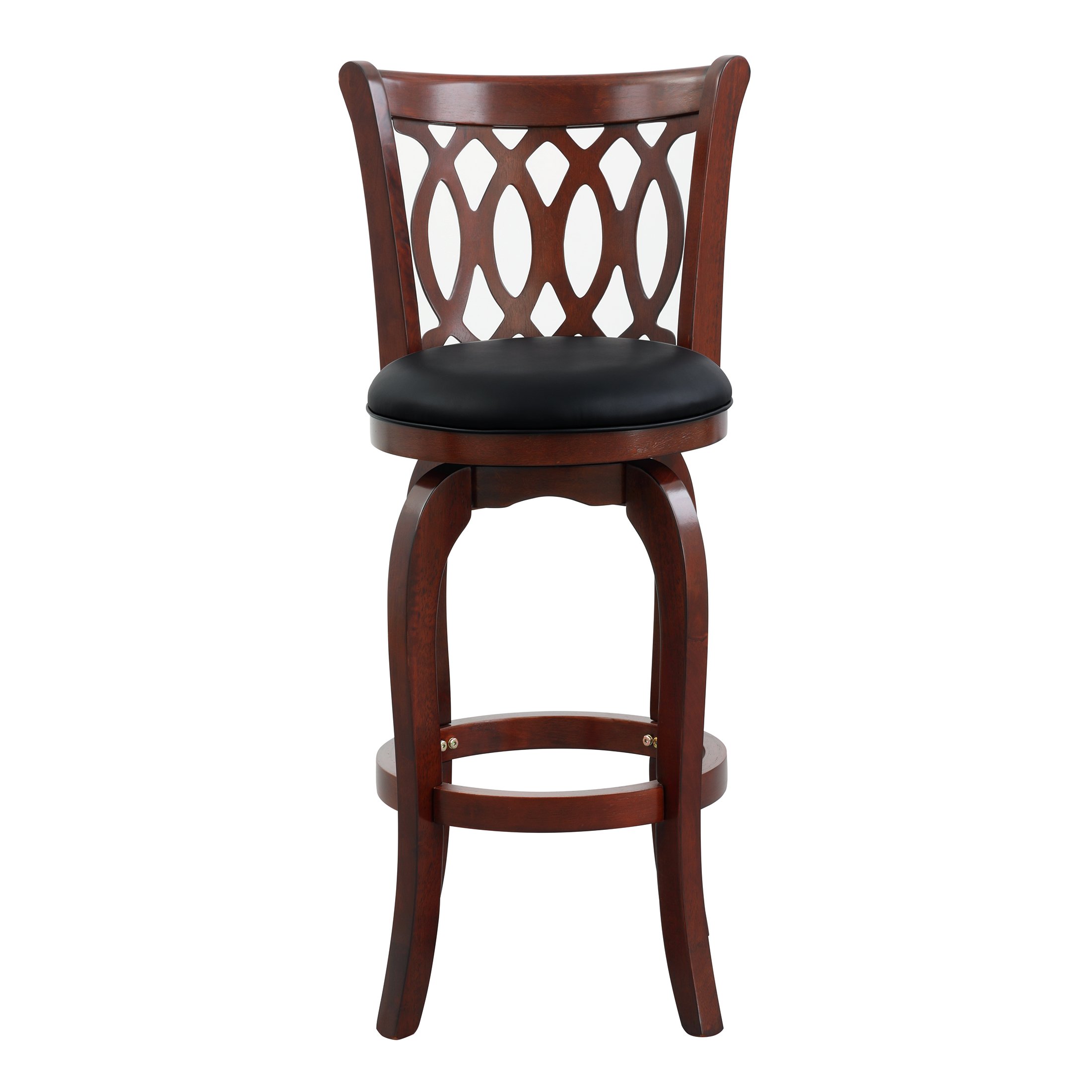 OakvillePark Odelia Scroll Back Swivel Barstool, Pub Height, Cherry