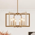 thumbnail image 4 of Gold chandeliers for dining room, 6-Light Geometric Modern Farmhouse Hanging Metal for Kitchen Island Pendant Lights Fixture, 4 of 10