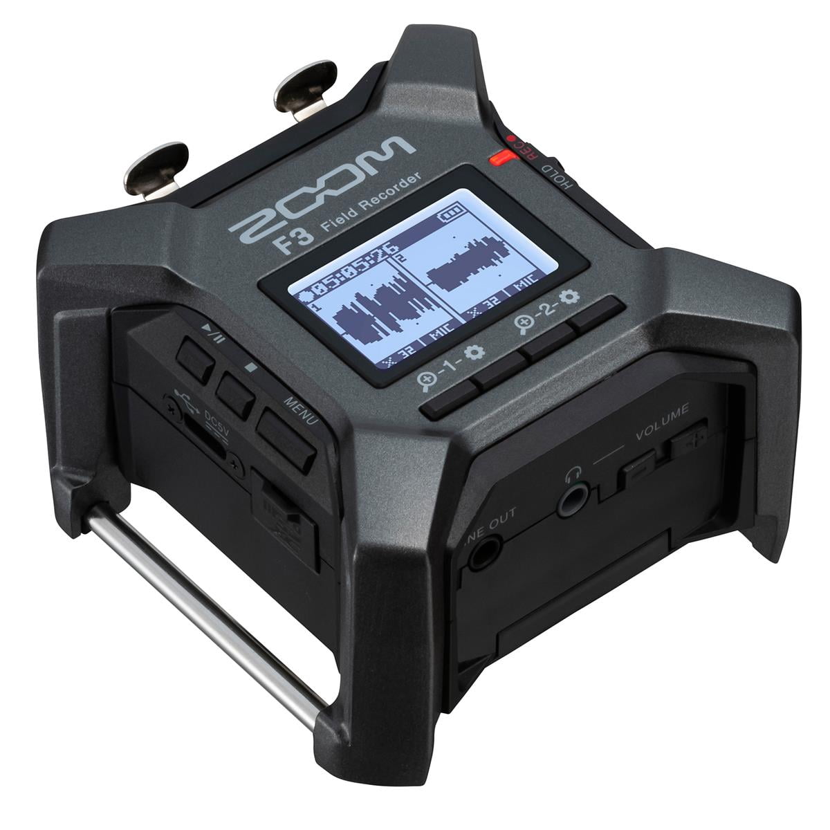 Zoom F3 2-Channel/2-Track Field Recorder, Bundle with 64GB Memory Card, TAPH100 Headphones, 4x AA NiMH Batteries, GX-CH-AA4 4-Bay Charger