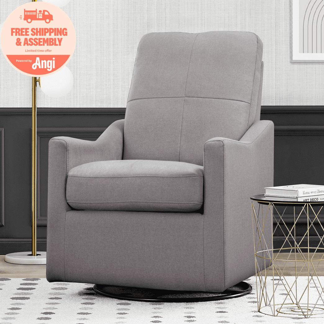 Delta Children Kenwood Slim Nursery Glider Swivel Rocker Chair, French Grey
