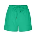 thumbnail image 4 of SXcggal Women Comfy Drawstring Casual Elastic Waist Pure Color Shorts Summer Beach Lightweight Short Pants With Pockets Stylish Beautiful Women's Shorts, 4 of 7
