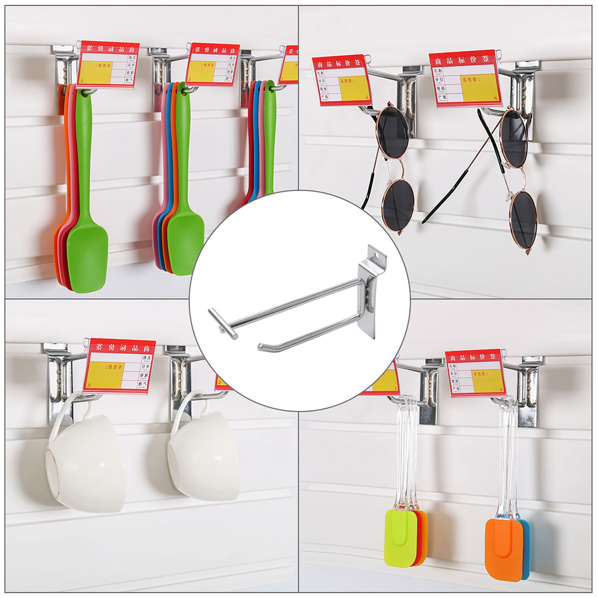 15pcs 2 Inch Slat Wall Hooks Panel Display Rack for Garage Retail Store Display Exhibition