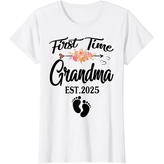 First Time Grandma 2025 Mothers Day Promoted To Grandma 2025 T-ShirtMen and women, White T-shirt, size: Extra large