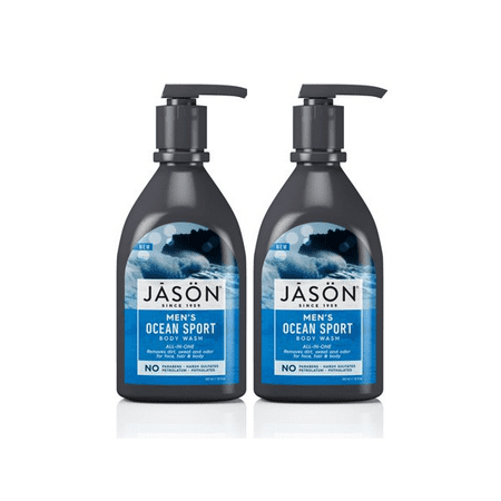(2 Pack) JASON Men's All-in-One Ocean Sport Body Wash, 30 oz. (Packaging May (Best Body Care Products For Men)