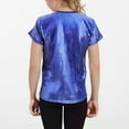 thumbnail image 4 of ZACPNCV Teen Girls Sequin Shirt Sparkle Shimmer Cropped Dance Tshirts Kids Summer Casual Glitter Short Sleeve Shirts Blue 13-14 Years, 4 of 5
