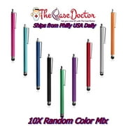 TCD [10 Pack] Colorful Premium Long Metal Captive Stylus Pens Compatible with All Touch Screen Devices [Assorted Colors]