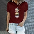 thumbnail image 2 of Harpily Shirts for Women Women's Pineapple Print T Shirt Short Sleeved Summer Pattern Casual Shirt, 2 of 8