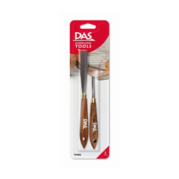DAS® Clay Modelling Tools, Steel with Wood Handle, 2 Assorted Spatulas, 1 Set