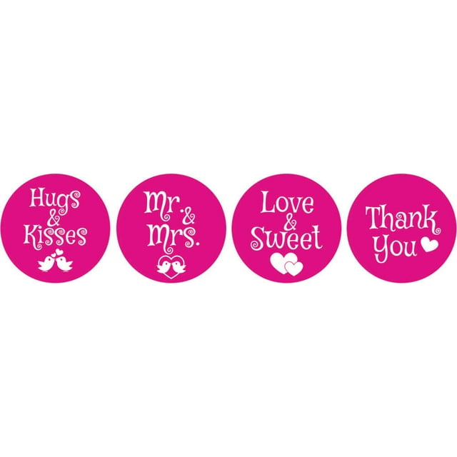 Darling Souvenir Wedding Theme Stickers chocolate Candy Labels 190 Pcs Party Favor-Fuchsia Pink