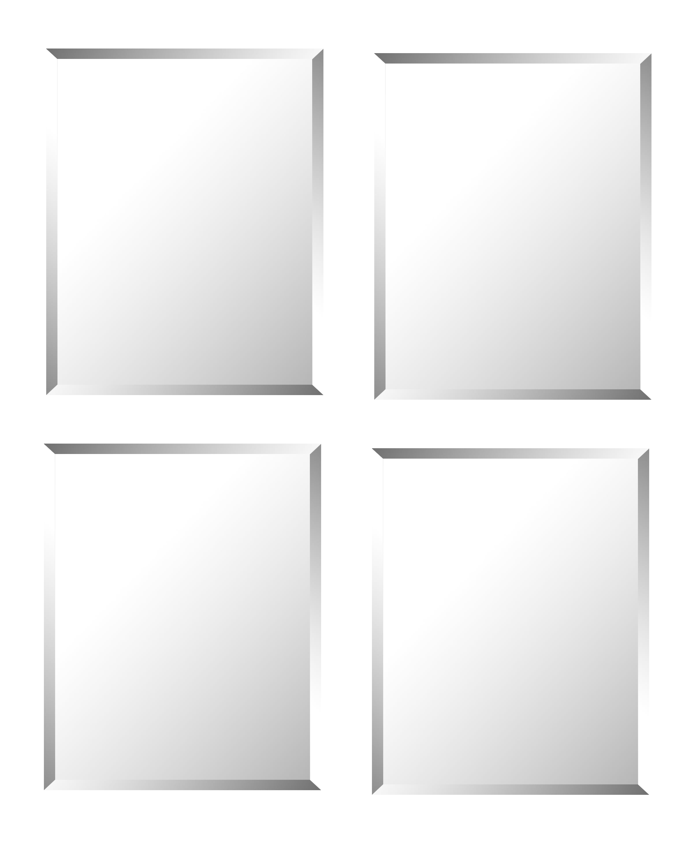 8x10 inches Set of 4 Frameless Beveled Wall Mirror Rectangle Hanging