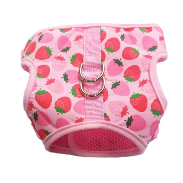 Adjustable Cat Harness Strawberry Print Mesh Vest Collar Leash Set for