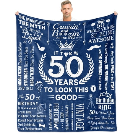 50th Birthday Gifts for Men 50 Years Old Birthday Gifts for Men 50th Birthday Gifts Blanket 50*60 50 Year Old Gifts for Men Mens 50th Birthday Gift Ideas Happy 50th Birthday Decorations for Men