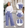 thumbnail image 3 of LANREMON Womens Plus Size Ribbed Loose Wide Leg Pants with Pockets Casual Lounge Pants High Waisted Palazzo Trousers, 3 of 7