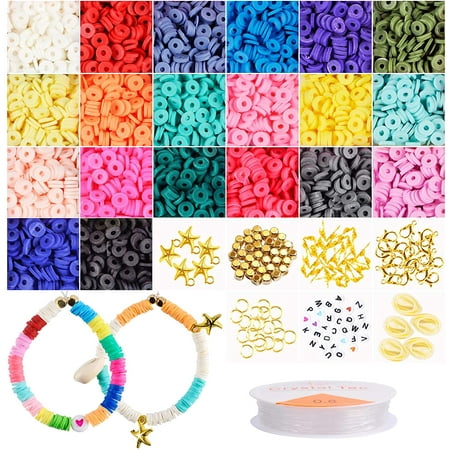 5000 Pcs 20 Colors 6mm Flat Round Polymer Clay Spacer Beads for Jewelry Making, Handmade Loose Spacer Beads, Bracelets Necklace Earring DIY Craft Kit with Decorative Accessories