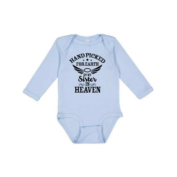 Inktastic Handpicked for Earth by My Sister in Heaven with Angel Wings Boys or Girls Long Sleeve Baby Bodysuit