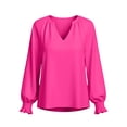 thumbnail image 5 of Hurxie Blouses for Women Dressy Casual Flowy Boho Tops V Neck Long Sleeve Shirts Spring Outfits Hot Pink,S, 5 of 6