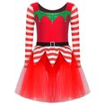 thumbnail image 5 of Disfraz de elfo de Navidad para niñas, disfraz de Papá Noel para niños, disfraz de bastón de caramelo, vestido tutú de Ballet a rayas, 5 of 5