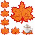 thumbnail image 1 of wonima44 10Pcs Fall Embroidered Coaster Applique Orange Maple Leaf Double Layer Coaster Autumn Leaf Cup Mat Pad for Thanksgiving Home Kitchen Table Decor, 1 of 1