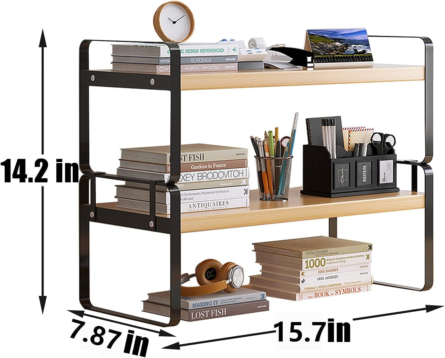 ZeenArt Desktop Organizer, Wooden Desk Shelf Organizer for Home Office