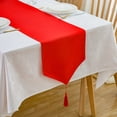 thumbnail image 1 of 1 paquete de camino de mesa de satén rojo de 280 x 30 cm, caminos de mesa para bodas, fiestas de cumpleaños, decoración de banquetes (1 paquete, 280 x 30 cm, rojo) JAMW Sencillez, 1 of 3