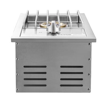 15,000 BTU LP Gas Grill Side Burner, Convertible to NG, 304 Stainless Steel