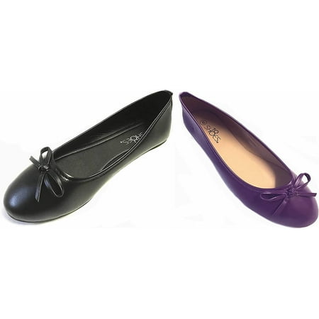 

Shoes8teen 2 Pair Womens Round Toe Ballet Flats